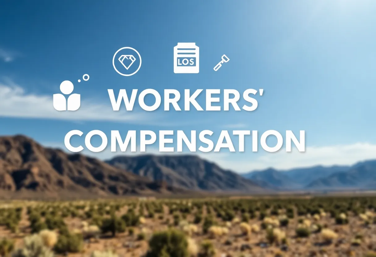 Abstract representation of workers' compensation featuring symbols of medical expenses and legal support.