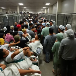 Overcrowded immigration detention center