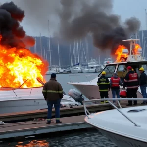 Fire and explosion at Lauderdale Marina with emergency responders