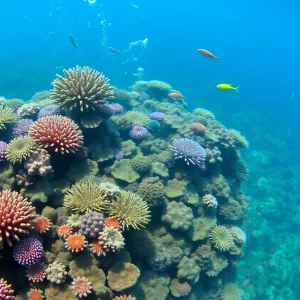 Underwater scene with a variety of marine life from South Carolina
