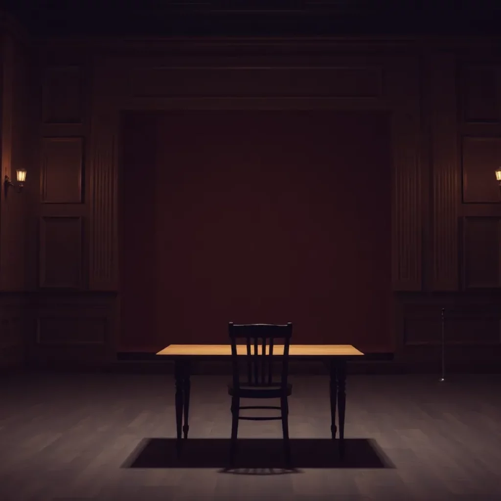 A minimalistic stage set for a theater performance