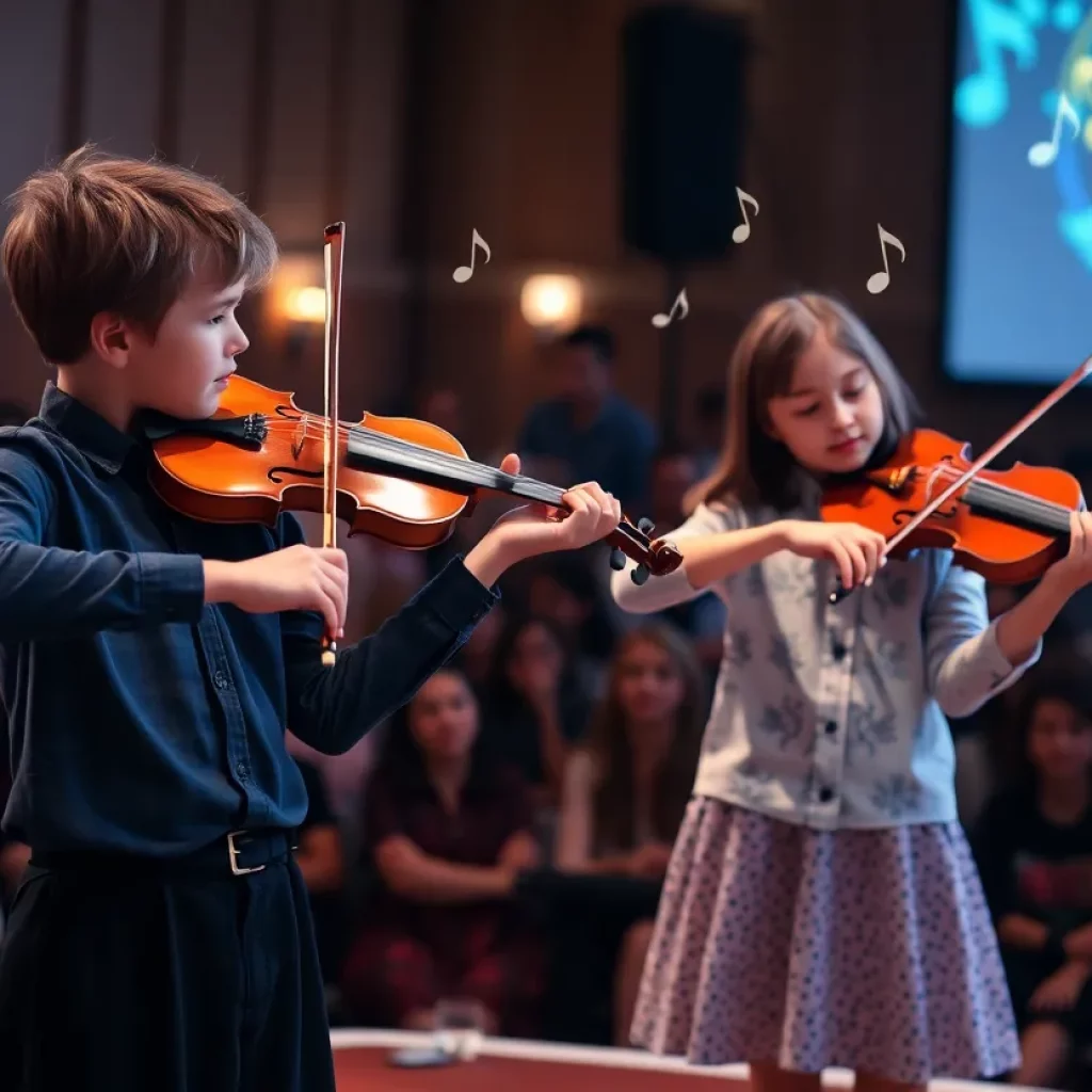 Julia Rhyne and William Railey performing on stage at the Piccolo Spoleto Young Artists’ Series.
