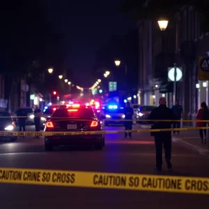 Police presence at a Charleston shooting scene with caution tape