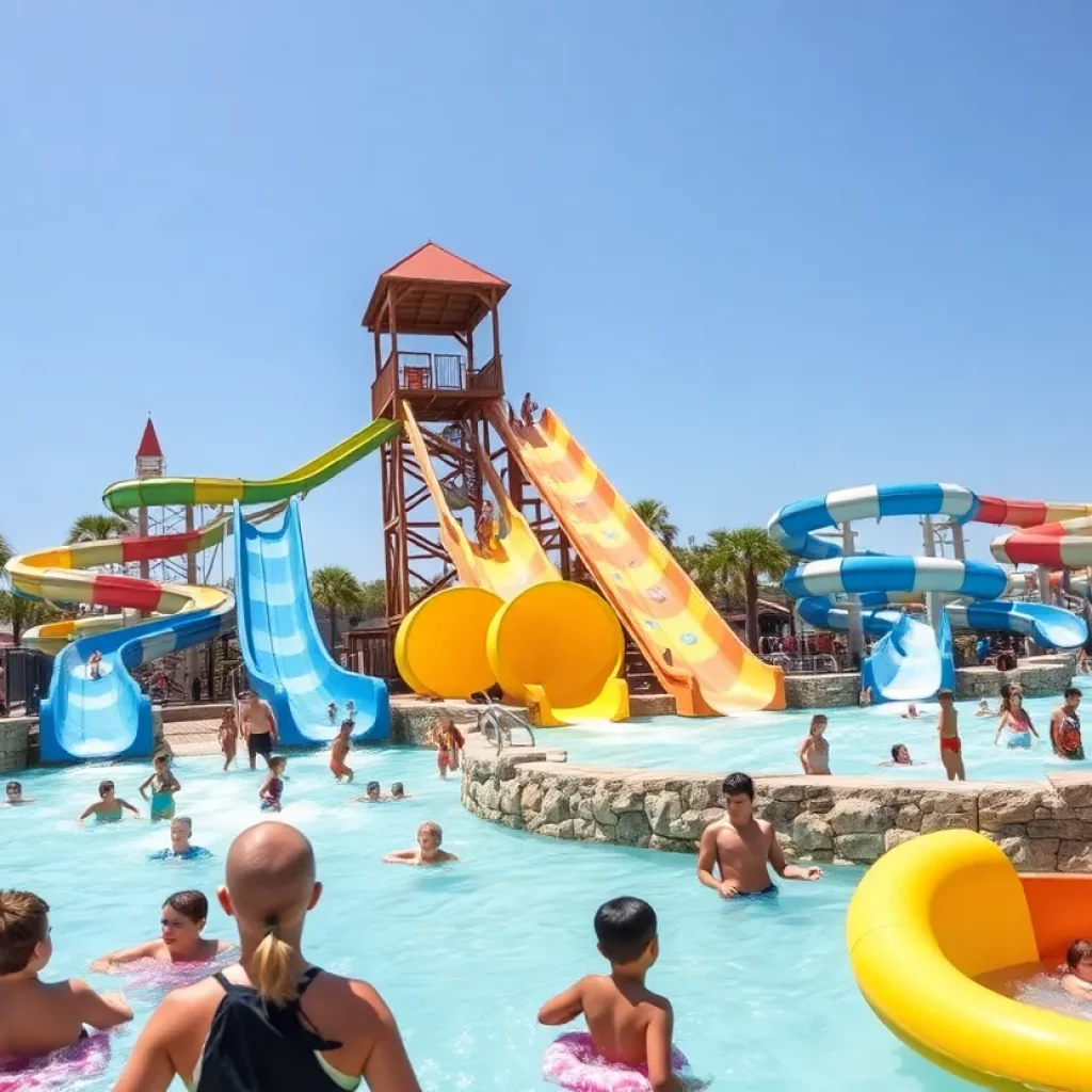 Families enjoying water activities at a Charleston waterpark
