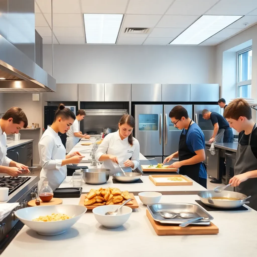 Students in a culinary classroom at North Charleston High School